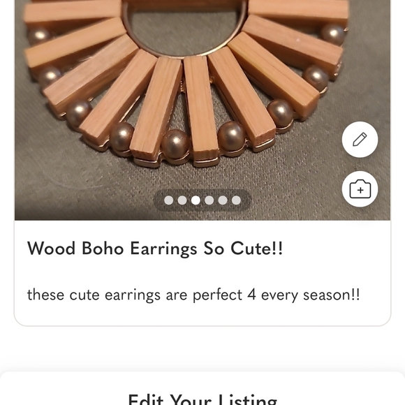 Tan and Gold Boho Earrings Statement Piece - Picture 3 of 6